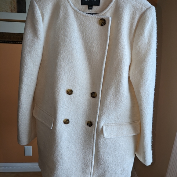 Ann Taylor Wool Blend Crew Neck Coat Size L - Picture 8 of 16